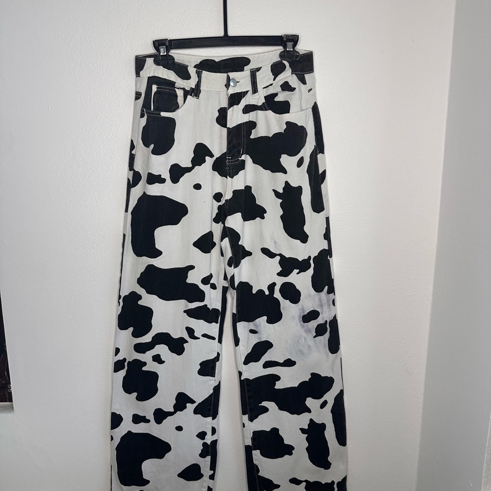 Black and White Cow Print Women's Jeans